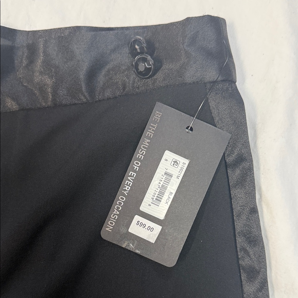 Muse Black Satin-Trim Straight Leg Pants - Picture 8 of 13